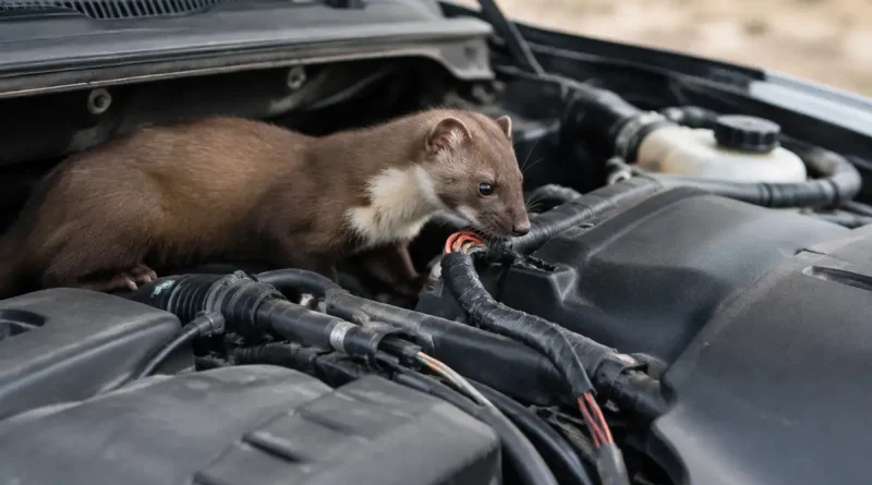 Fouines sous le capot de voiture